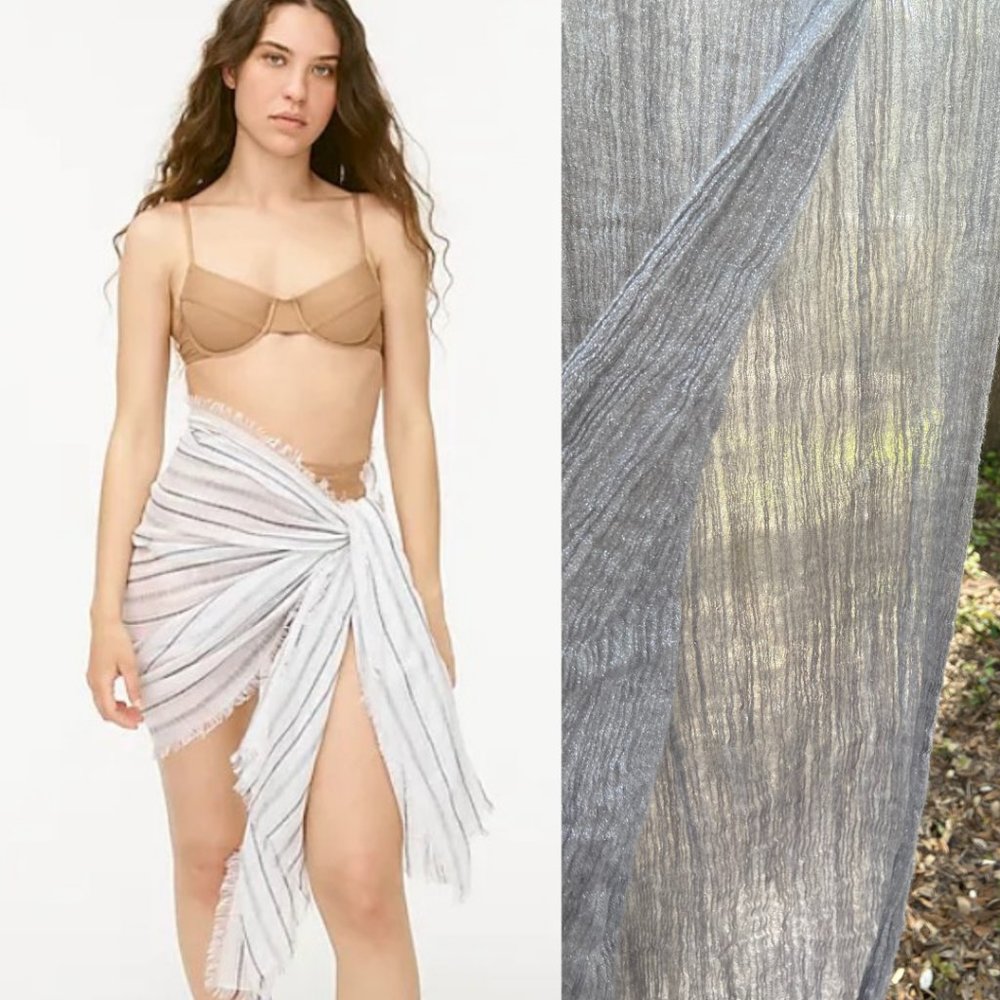 J. Crew beach sarong silver gauze scarf 80 x 30